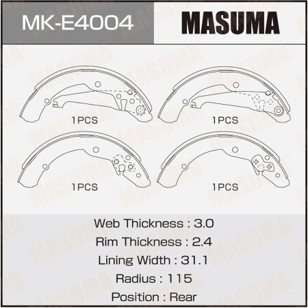 Brake shoes Masuma, MK-E4004