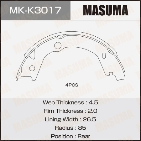 Brake shoes Masuma, MK-K3017