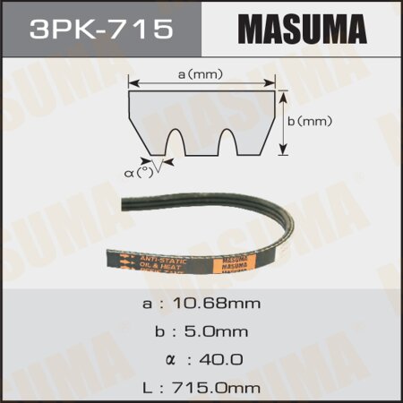 Drive V-Ribbed belt Masuma, 3PK-715