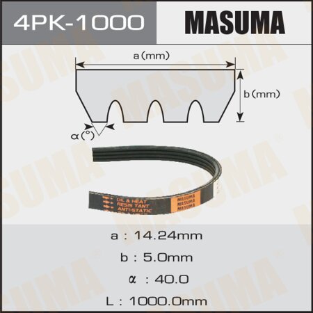 Drive V-Ribbed belt Masuma, 4PK-1000