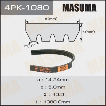 Drive V-Ribbed belt Masuma, 4PK-1080