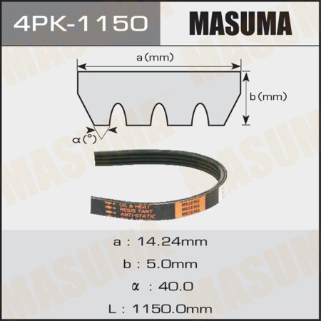 Drive V-Ribbed belt Masuma, 4PK-1150