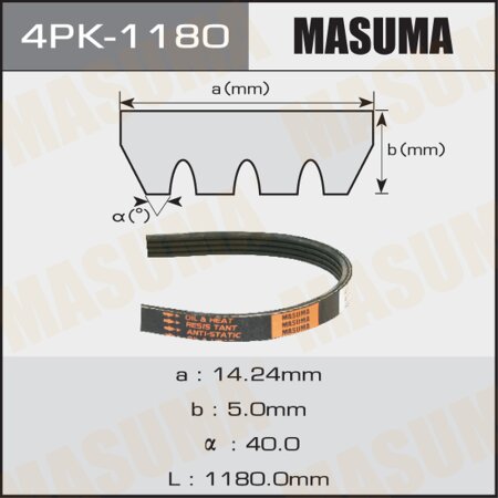 Drive V-Ribbed belt Masuma, 4PK-1180