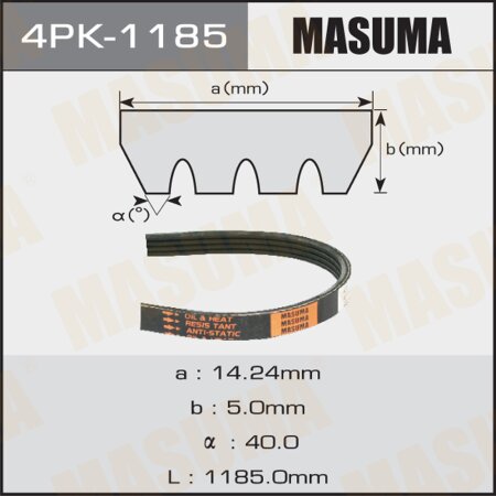 Drive V-Ribbed belt Masuma, 4PK-1185