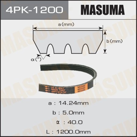 Drive V-Ribbed belt Masuma, 4PK-1200