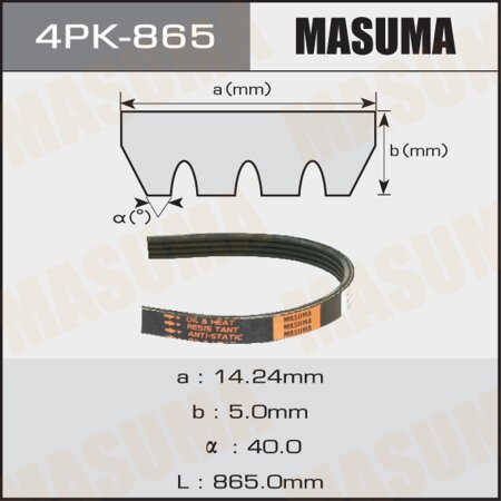 Drive V-Ribbed belt Masuma, 4PK-865