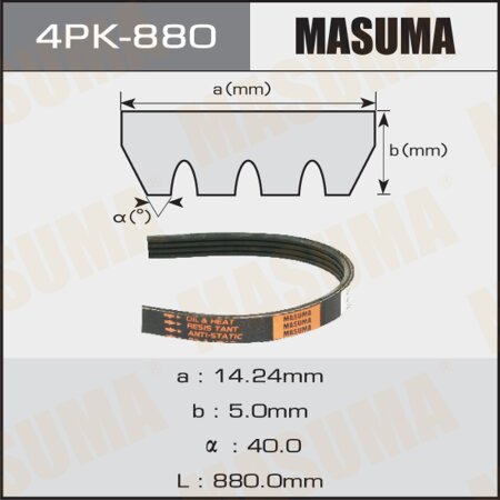 Drive V-Ribbed belt Masuma, 4PK-880