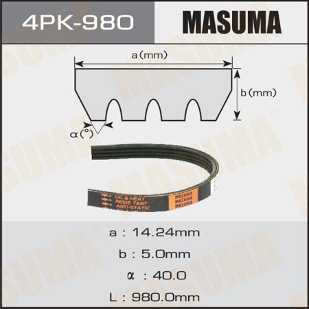 Drive V-Ribbed belt Masuma, 4PK-980