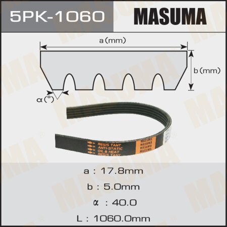 Drive V-Ribbed belt Masuma, 5PK-1060