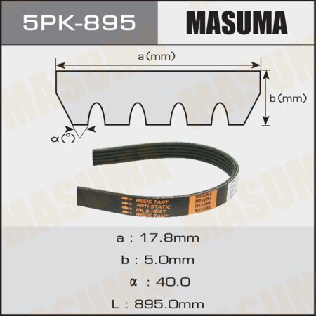 Drive V-Ribbed belt Masuma, 5PK-895