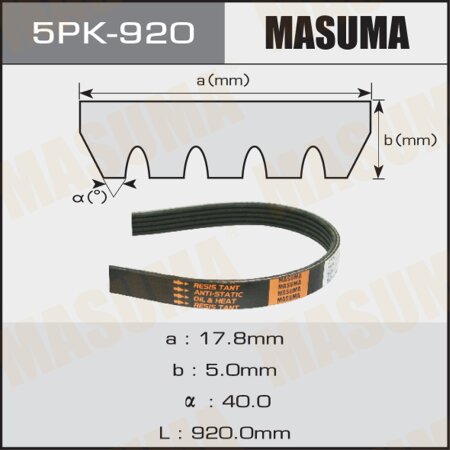 Drive V-Ribbed belt Masuma, 5PK-920