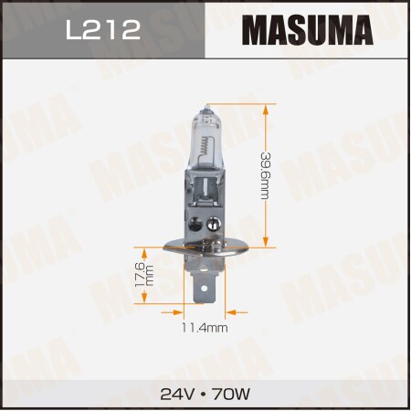 Halogen headlight bulb Masuma CLEARGLOW H1 24v 70W (3000K), L212