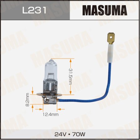 Halogen headlight bulb Masuma CLEARGLOW H3 24v 70W (3000K), L231