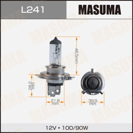 Halogen headlight bulb Masuma CLEARGLOW H4 12v 100/90W (3000K), L241