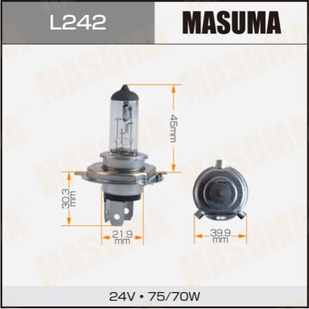 Halogen headlight bulb Masuma CLEARGLOW H4 24v 75/70W (3000K), L242