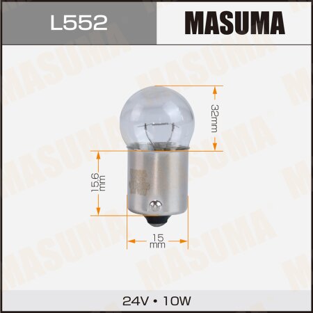 Bulb Masuma R10W BA15s G18 24V 10W single pin, L552