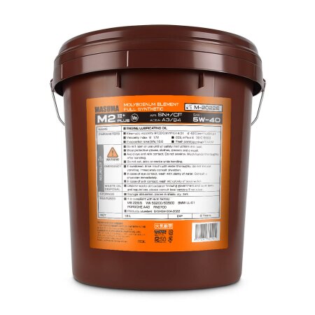 Engine oil MASUMA 5W40 M2 SN+/CF/A3B4 universal, synthetic 18L, M-2022E