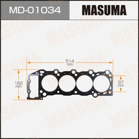 Head gasket (graphene-elastomer) Masuma, thickness 1,60mm, MD-01034