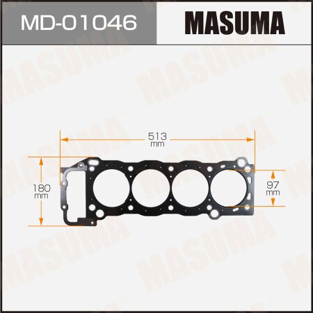 Head gasket (graphene-elastomer) Masuma, thickness 1,60mm, MD-01046