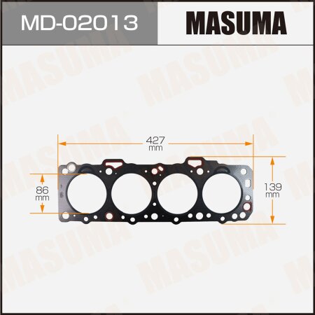 Head gasket (graphene-elastomer) Masuma, thickness 1,60mm, MD-02013