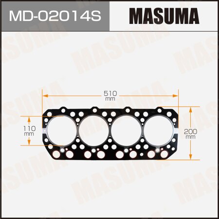 5-layer head gasket (metal-elastomer) Masuma, thickness 1,40mm, MD-02014S