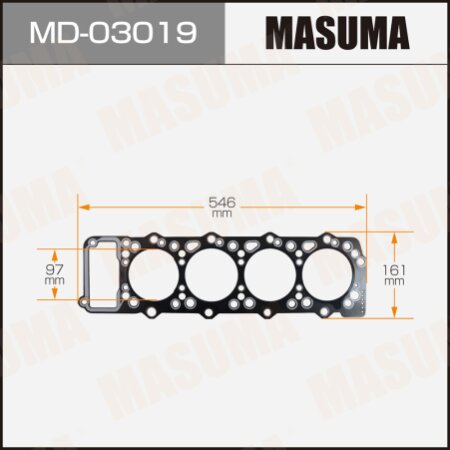 Head gasket (graphene-elastomer) Masuma, thickness 1,60mm, MD-03019