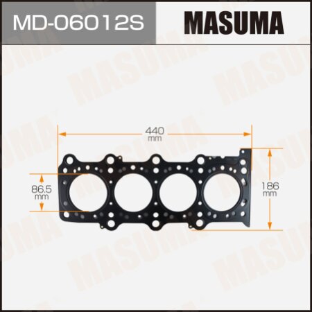 3-layer head gasket (metal-elastomer) Masuma, thickness 0,75mm, MD-06012S