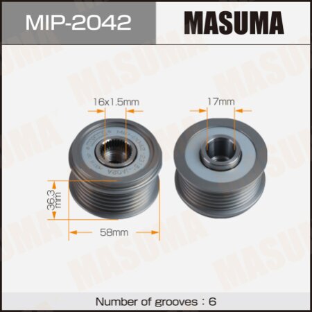 Generator overrunning clutch Masuma, MIP-2042