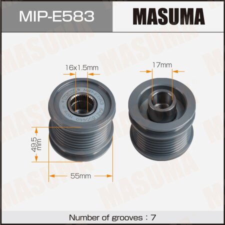 Generator overrunning clutch Masuma, MIP-E583