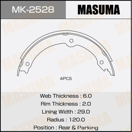 Brake shoes Masuma, MK-2528