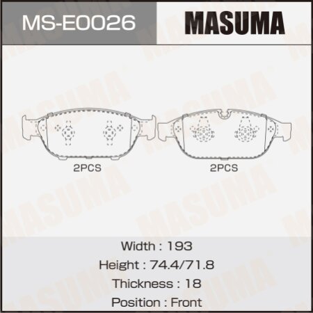 Brake pads Masuma, MS-E0026
