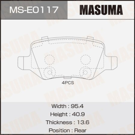 Brake pads Masuma, MS-E0117