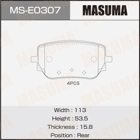 Brake pads Masuma, MS-E0307