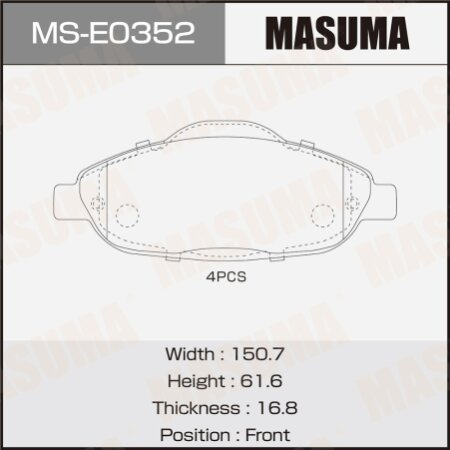 Brake pads Masuma, MS-E0352