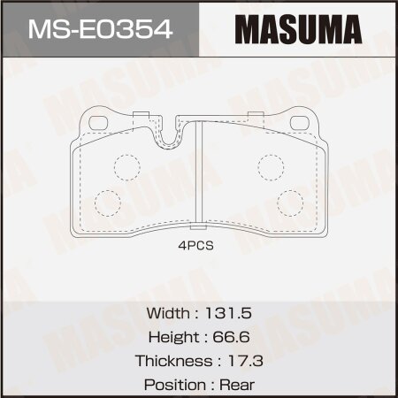 Brake pads Masuma, MS-E0354