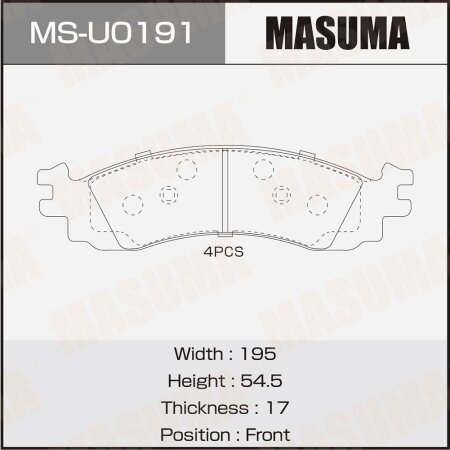 Brake pads Masuma, MS-U0191